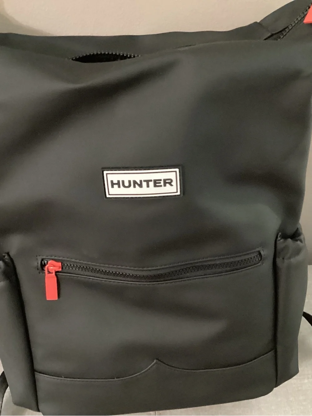 Hunter Black Men's Backpack with Red Accents